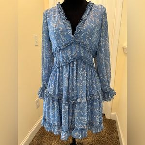 Entro Blue Boho Frilly floral Dress size M